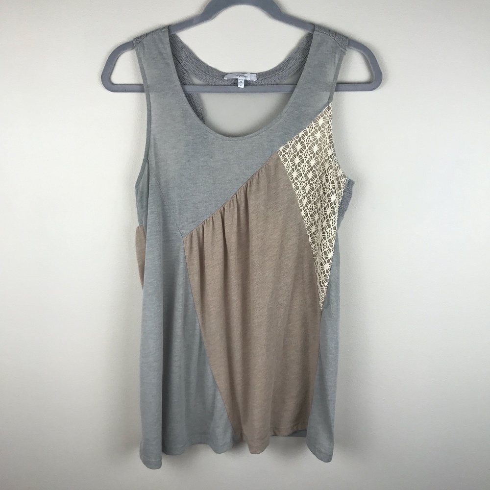 Mystree Color Block Mesh Back Tank Top - Size Small